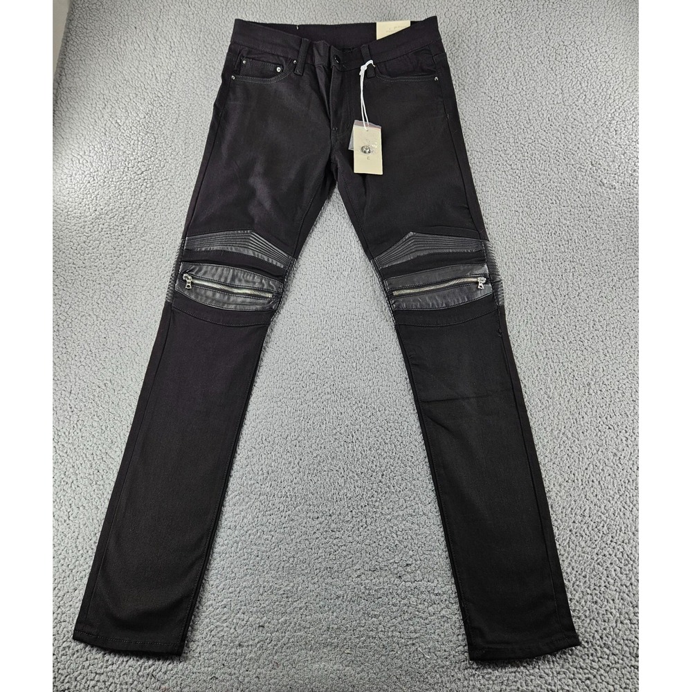 Mnml Jeans Mens 31 Black X186 Moto Biker‎ Skater Streetwear Grunge Stretch Denim